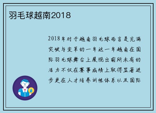 羽毛球越南2018