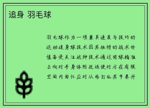 追身 羽毛球